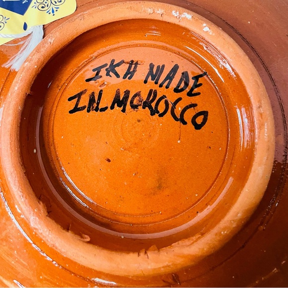 Mediterranean Blue Handmade Plate Morocco Orange Fish 7” - Picture 3 of 6